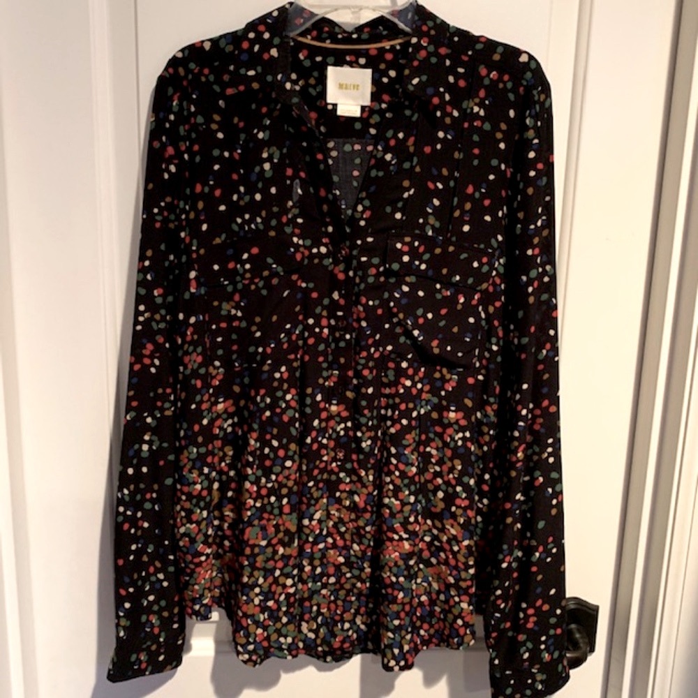 Anthropologie, Maeve Wynwood Black Confetti Blouse - Picture 2 of 6